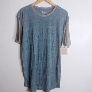 NWT Lularoe Men’s Patrick Short Sleeves Tee Blue Gray Large Casual Everyday Crew